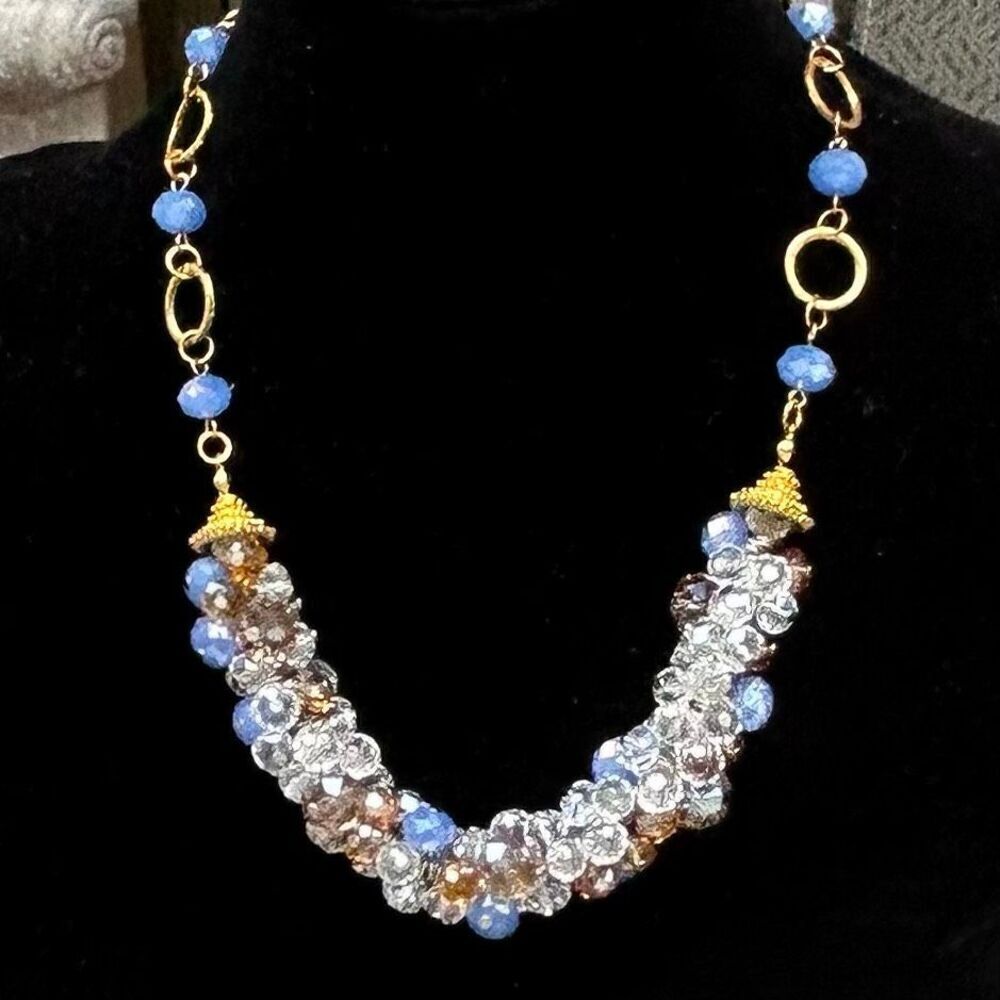 Nordstrom Rack Beaded Necklace Multicolor Clustered Glass Beads Adjustable